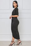 Deep V-Neck Wrap Dress - Black (Online Only)