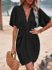 Batwing Sleeve Ruched Dress (Online Only)