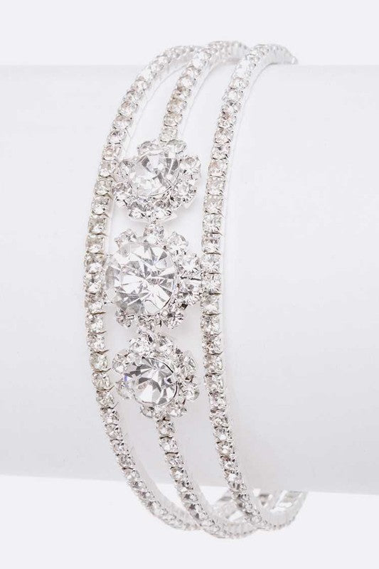 Rhinestone Flower Cuff Bracelet (Online Only)