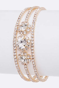 Rhinestone Flower Cuff Bracelet (Online Only)