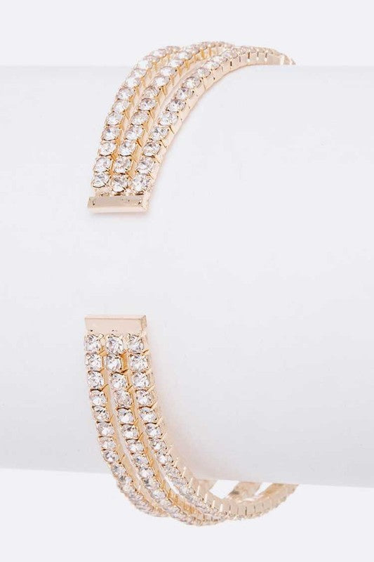 Rhinestone Flower Cuff Bracelet (Online Only)